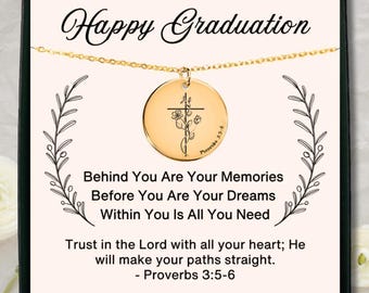 Personalized Graduation Necklace, Graduation Jewelry, Custom Christian Necklace, Master's Degree Gift for Her, College High School Grad Gift
