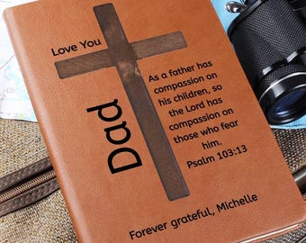 Personalisiertes Dad Leder Journal, Benutzerdefinierte Bibel Vers Gebetstagebuch, Vatertagsgeschenk, Geburtstag Christliches Geschenk für Vater, Papa, Opa
