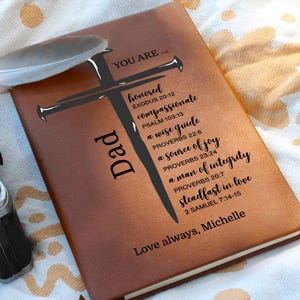 Personalized Prayer Journal For Dad, Custom Bible Verse Leather Journal, Father’s Day Gift, Birthday Christian Gift for Father Papa Grandpa