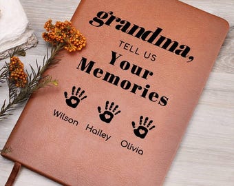 Personalized gift for Grandma, Grandma, Tell Us Your Memories Leather Journal, Mother's Day gift, Family Memory Journal, Birthday Gift