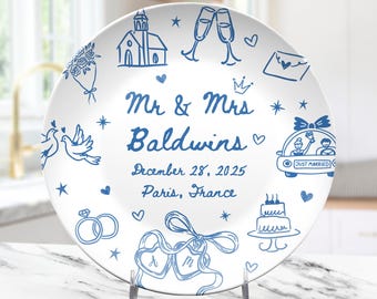 Personalized Wedding Platter, Custom Newlywed Plate with Names & Date, Engagement Gift, Bridal Shower Gift, Anniversary Keepsake