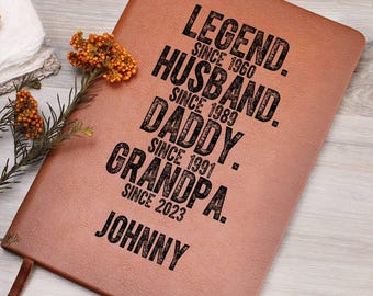 Personalisiertes Lederbuch für Männer, Legende Ehemann Papa Opa Geschenk, individuelles Namen Notizbuch, Vatertagsgeschenk, Geburtstagsgeschenk für Papa Papa