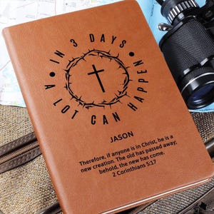 Christian Easter Leather Journal, Personalized Name and Bible Verse Prayer Journal, Custom Gift For Men, Dad Son Grandson Boyfriend Husband