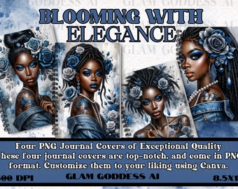 Journal Cover/African American Journal/Digitale Download/ChatGPT/AI Art/Notebook Cover/Digitale Planner/Digitale Stickers/Wall Art/Zwarte Vrouw