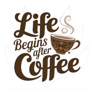 Life Begins After Coffee Digital Wall Art - Coffee Lover’s Typography Design - Instant Download Décor - Digital Design - Printable