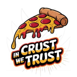 Funny Pizza Art Print, &quot;In Crust We Trust&quot; Digital Download, Foodie Wall Art, Typography Pizza Poster, Sacred Slice, Funny Pizza Quote