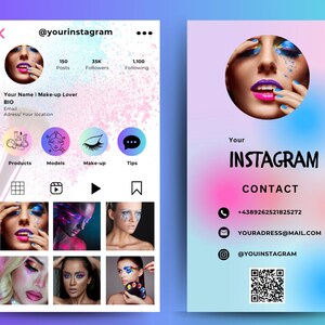 Business Card Template Design, 2023 Instagram Business Card,IG Business Card, DIY Canva Business Card Template Design, QR Code