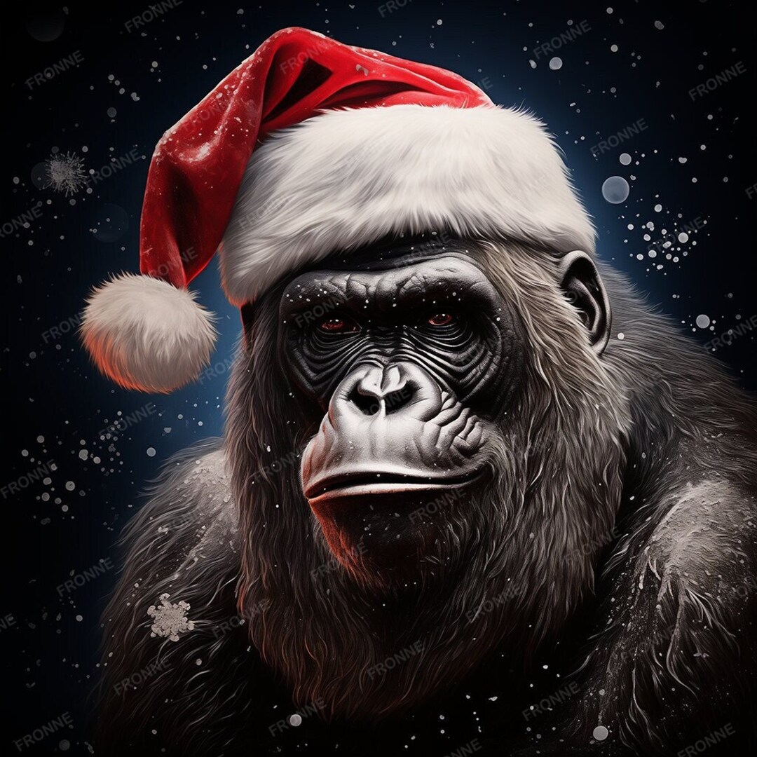 Merry Christmas Animals With a Red Santa Hat Part 3 Etsy UK