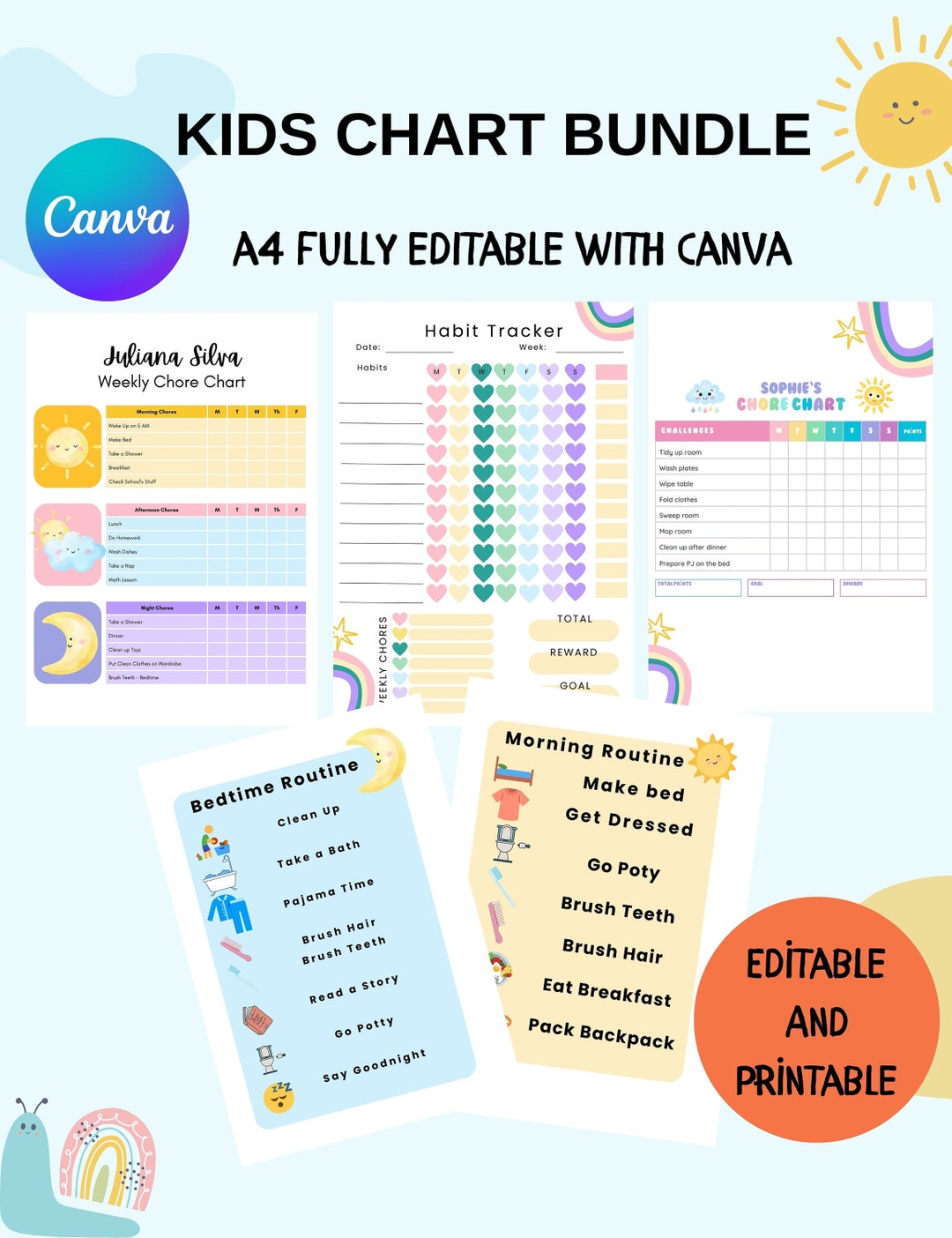 Editable Chore Chart for Multiple Kids Printable Kids Chore - Etsy