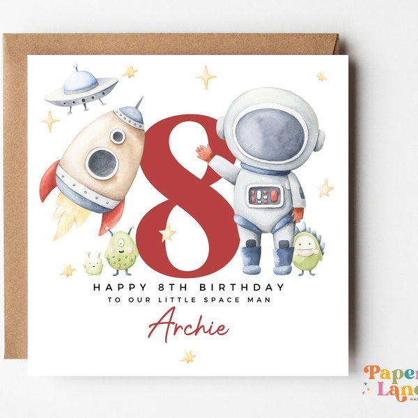 ANY AGE Spaceman Astronaut birthday card | Personalised card for boys son, nephew, granddson | Space, planet, rocket, alien birthday |69