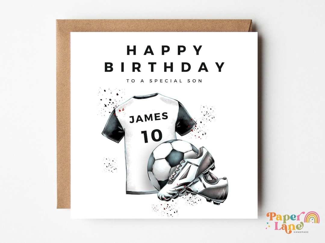 Personalised Football Birthday Card Football Shirt With Number Football