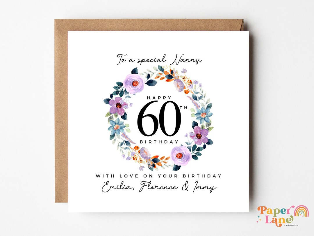 60th Birthday Card for Her, Mum, Grandma, Nanny Milestone Birthday 60th