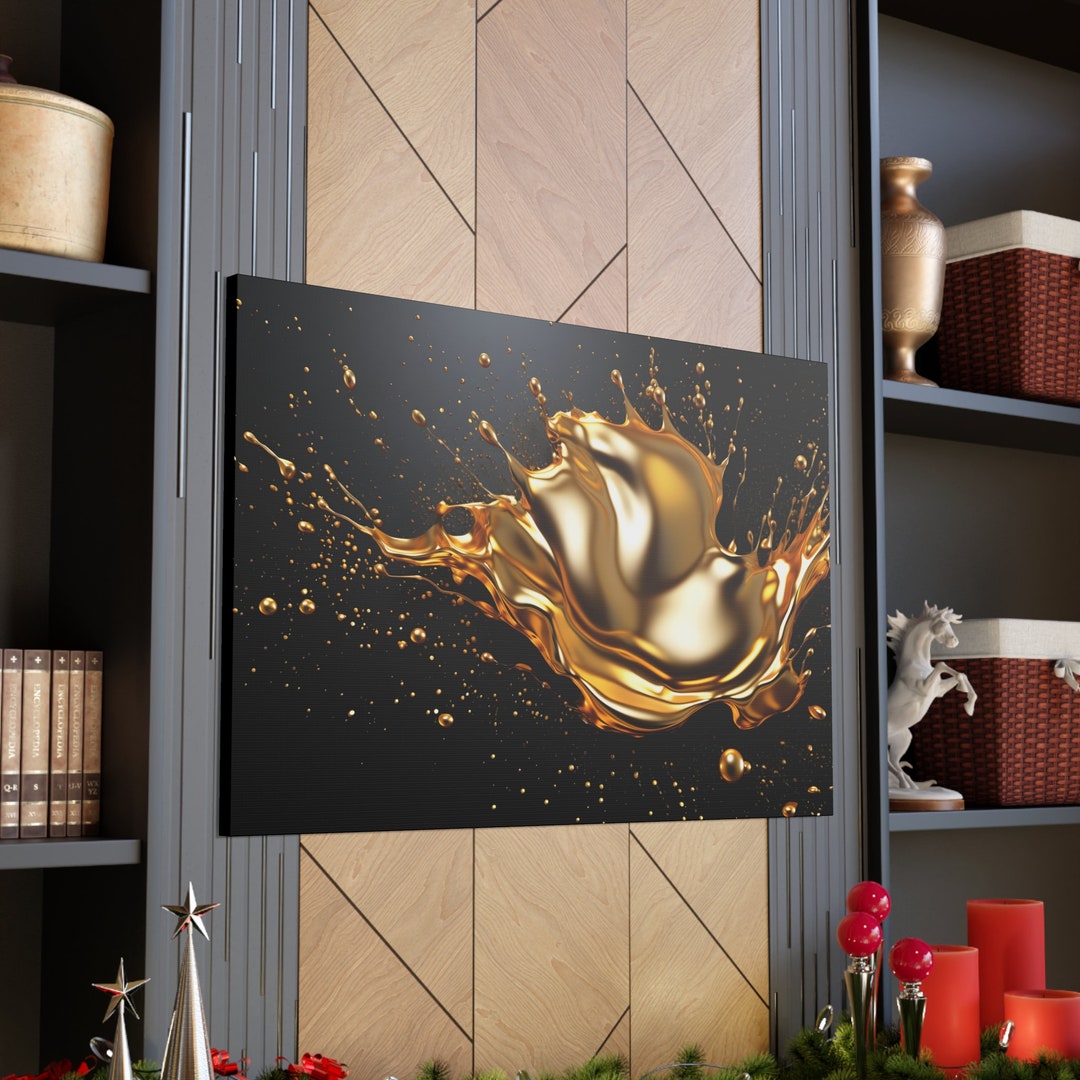 Metallic Gold Abstract Art Marble Print on Canvas Abstract Wall Decor ...
