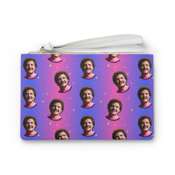Pedro Faces on Pink and Purple Clutch Bag 