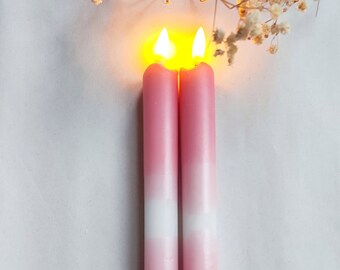 2 Roze LED kaarsen, oudroze, elektrische kaars, batterij, timer, interieur, deco,housewarming cadeau, valentijnsdag,idee,verjaardag, voor haar