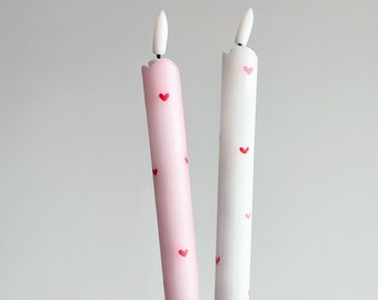 Hartjes LED kaarsen, Moederdag cadeau,mama,hart,batterij kaars, moeder,rode hartjes, wit met rood roze hart,gekleurde kaarsen,voor haar,love