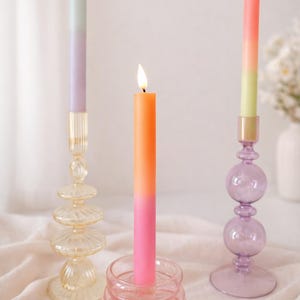 LED-kaarsen gekleurd, set 2, dip dye, zomer, lente, Pasen, Dinerkaars, Housewarming, Cadeau voor juf,leraar lerares,Neon,Baterij kaars,kleur