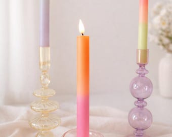 Neon dip dye LED-kaarsen als set van 2, fluor kleur decoratie in je interieur met deze batterij kaarsen!