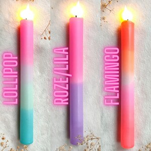 Neon dip dye LED kaarsen set van 2 – kleurrijke fluor decoratie kaarsen op batterij – moderne interieur woondecoratie bild 3