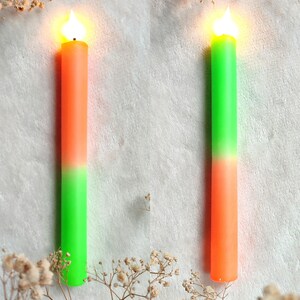 Neon dip dye LED kaarsen set van 2 – kleurrijke fluor decoratie kaarsen op batterij – moderne interieur woondecoratie bild 8
