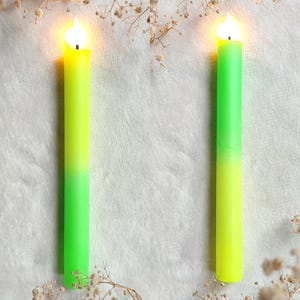 Neon dip dye LED kaarsen set van 2 – kleurrijke fluor decoratie kaarsen op batterij – moderne interieur woondecoratie bild 6