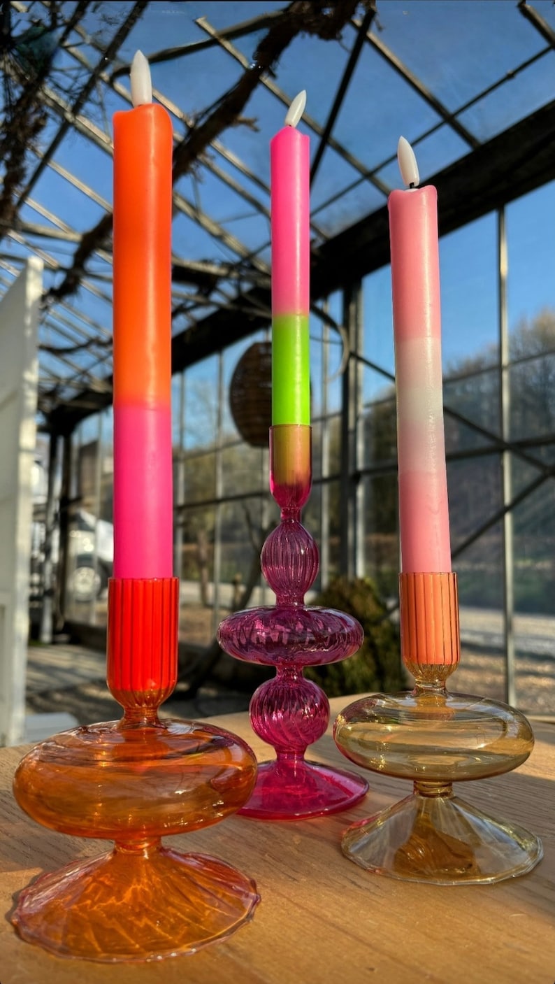 Neon dip dye LED kaarsen set van 2 – kleurrijke fluor decoratie kaarsen op batterij – moderne interieur woondecoratie bild 11