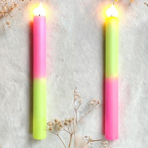 Neon dip dye LED kaarsen set van 2 – kleurrijke fluor decoratie kaarsen op batterij – moderne interieur woondecoratie bild 7