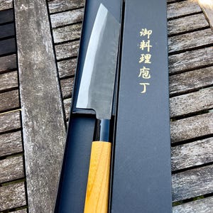 Bunka Knife, Hand Forged, carbon steel, Magnolia wood handle Hand Crafted