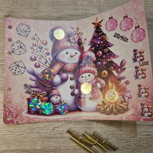 Klappkarte "Merry Christmas" zum Einheften mit Losen, Würfeln und Rubbeln / Rubbelchallenge / Sparchallenge (Art. 1003)