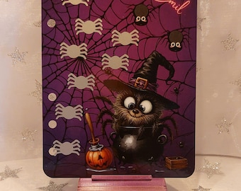 Scratch challenge "Spider Emil" laminated for binding with scratch fields / savings challenge (Art. 1046)