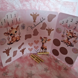 Klappkarte "Giraffentraum" zum Rubbeln, Losen und Würfeln / Sparchallenge / Rubbelchallenge (Art. 1025)