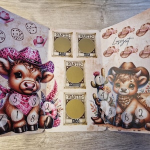 Klappkarte "Most Wanted", mit Rubbeln, Würfeln und Losen / Sparchallenge / Rubbelchallenge (Art. 1095)
