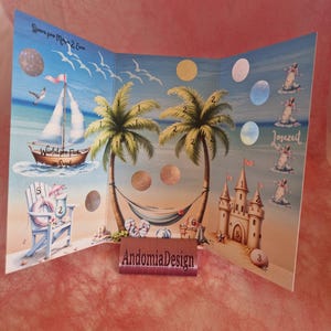 Klappkarte "Relax on the beach" mit Rubbeln, Würfeln, Losen und Abstreichen (Art. 1133)