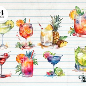 Summer Cocktail Clipart Bundle With Transparent Background and ...