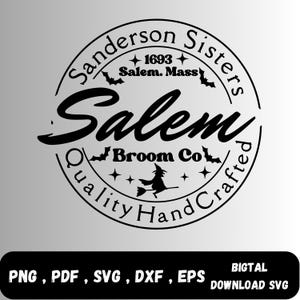 Salem Broom Co Svg Png, Halloween Svg, Witch Svg, Salem Broom Company Svg, Vintage Halloween Party Shirt Design Png, Svg Files For Cricut