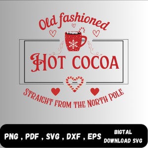 Hot cocoa poster svg, Hot cocoa svg, Old fashioned hot cocoa svg, Vintage hot cocoa svg, Vintage Christmas svg, served here svg, farmhous