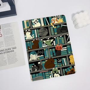 Cute Cats Bookshelf iPad Air 5 2022 iPad 10 2022 iPad 9 case, iPad Pro 11" 12.9'' 2022 iPad Pro 12.9'' 2021 iPad mini 6 case ipad case