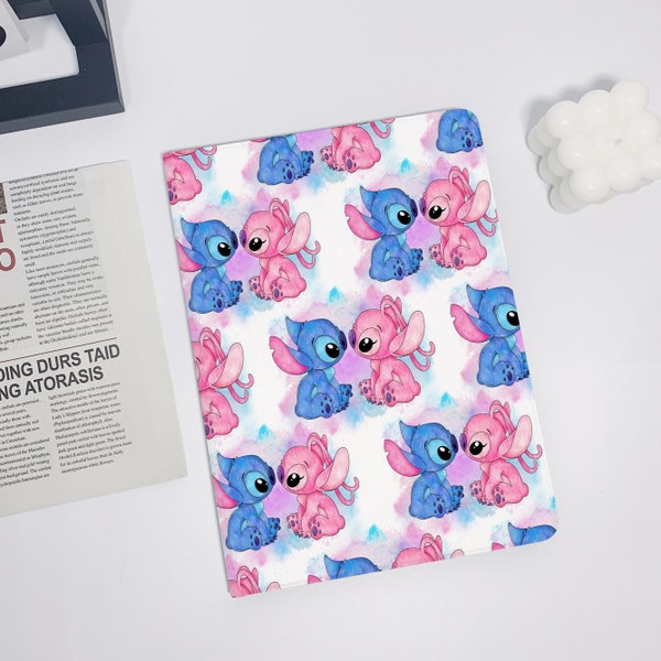 Stitch and Ange Tie Dye iPad Air 5 2022 iPad 10 2022 iPad 9 case,iPad Pro 11" 12.9'' 2022 iPad Pro 12.9'' 2021 iPad mini 6 case ipad case