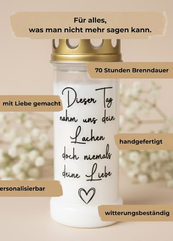 Grabkerze Sterbetag | 70h Brenndauer