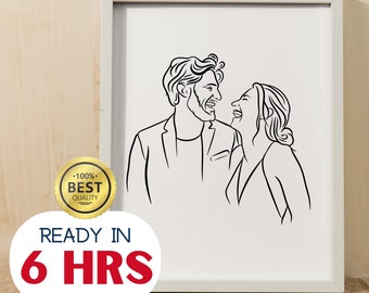 Custom Line Drawing, First Anniversary Gift, Portrait from Photo, Gift for Boyfriend, Unique Husband Gift, Lesbian Valentines Day Gift