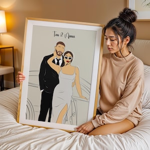 Disegno personalizzato, regalo per il primo anniversario, ritratto da foto, regalo per il fidanzato, regalo unico per il marito, regalo unico per la festa della mamma