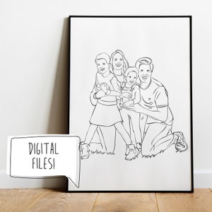 Custom Loved One Line Portrait from Photo, Personalized Line Art Print, Digital Hand Drawn Portrait, Custom Line Drawing for Mothers Day