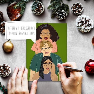 Tarjeta de Navidad personalizada para una pareja especial, tarjeta navideña familiar con gorros de Papá Noel, tarjeta de felicitación navideña única para una pareja, retrato familiar.