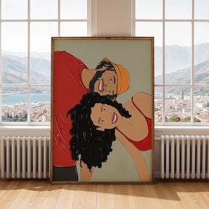 Ritratto di coppia personalizzato, regalo d'arte digitale per anniversario, compleanno, nuova casa o San Valentino, illustrazione artistica stampabile personalizzata