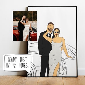 couple portrait, gift for couple, faceless portrait, engagement drawing, boyfriend portrait, family portrait, custom gift, Faceless Gift