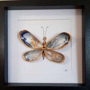 Sea shell Art, Sea shell butterfly, Pebble art, Sea glass art, Couple gift,Best friend gift, Birthday Gift, New House,Anniversary, Wedding