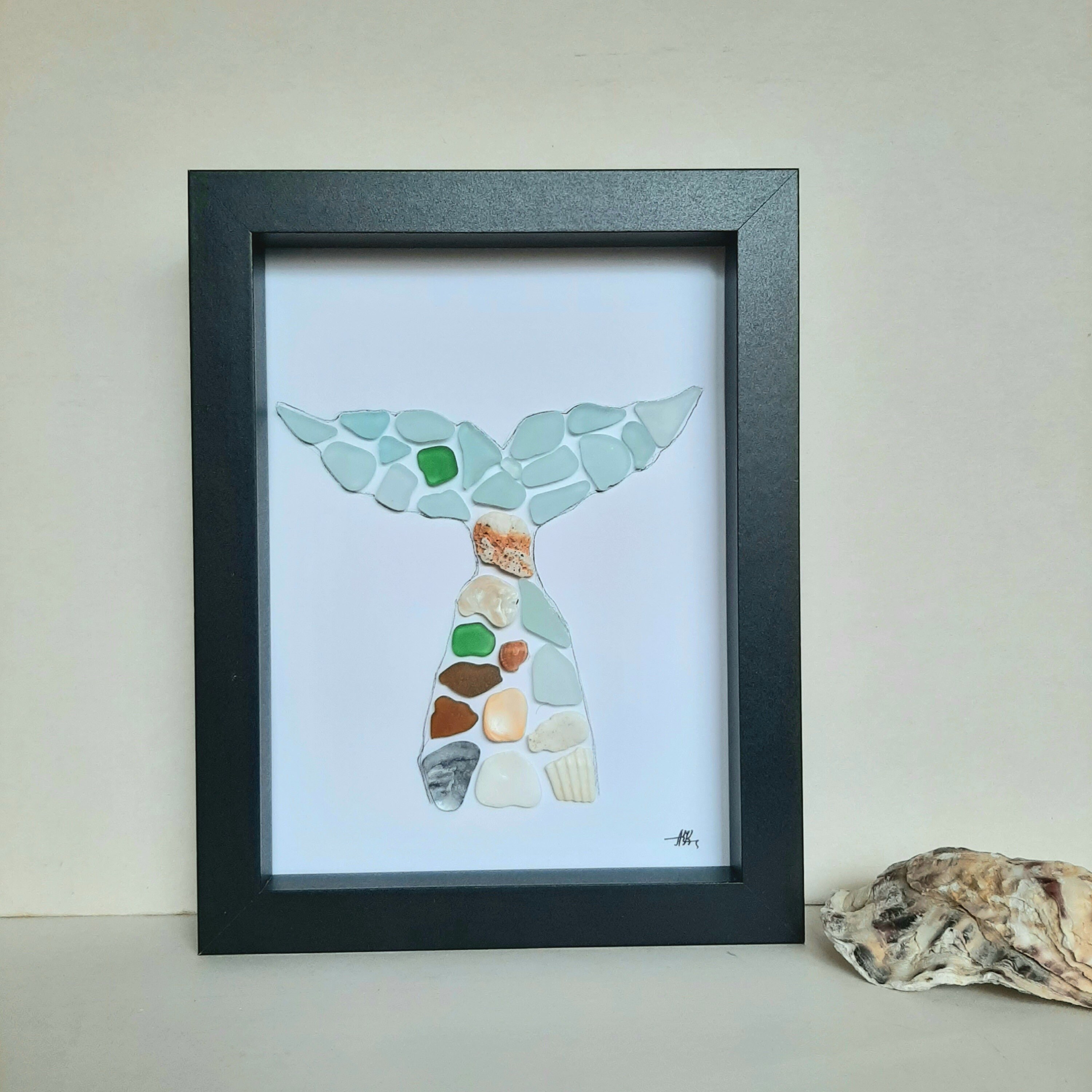 Sea Glass Art, Sea Glass Whale Tail, Family Gift, Best Friend Gift