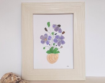 Sea Glass art, Sea glass flower, Sea shell flowers, Gorgeous Family gift, Friends, Birthday,  Mother's Day gift, Anniversary, Retirement