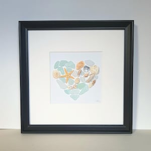 Art du verre de mer, coeur en verre de mer, art de galets, cadeau de couple, cadeau du meilleur ami, cadeau d&#39;anniversaire, nouvelle maison, anniversaire, cadeau de mariage, retraite