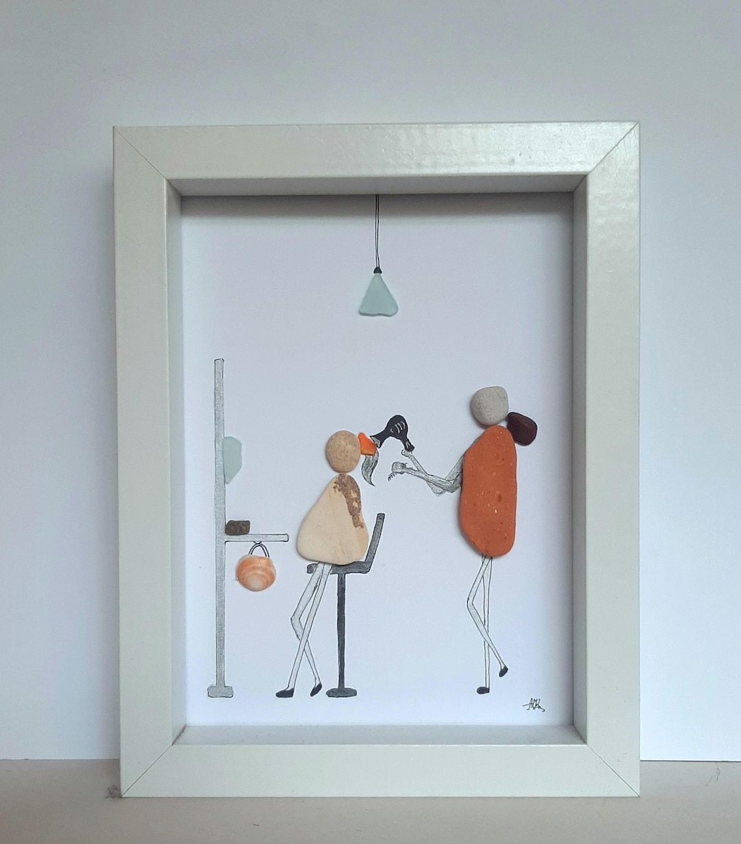 Sea Glass Girl,pebble Art Hairdresser, Sea Glass Lady, Sea Glass Art ...